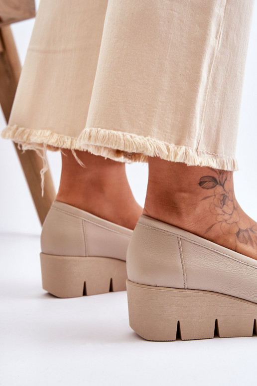Haut Mokassins Auf einem Keil Beige Lemar Felicita Haut Mokassins Auf einem Keil Beige Lemar Felicita