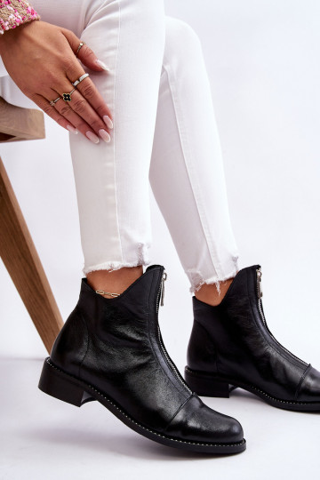 Bottines en cuir avec fermeture éclair Nicole 2785/037 noires