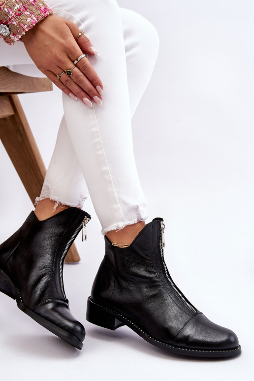 Peau Bottes avec fermetures éclair Nicole 2785/037 couleur noire Peau Bottes avec fermetures éclair Nicole 2785/037 couleur noire