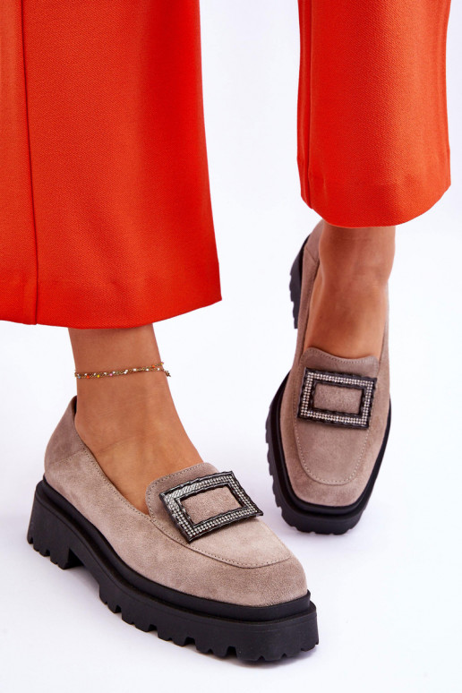 Komfortabel INildledermokassins Beige Agathe Komfortabel INildledermokassins Beige Agathe