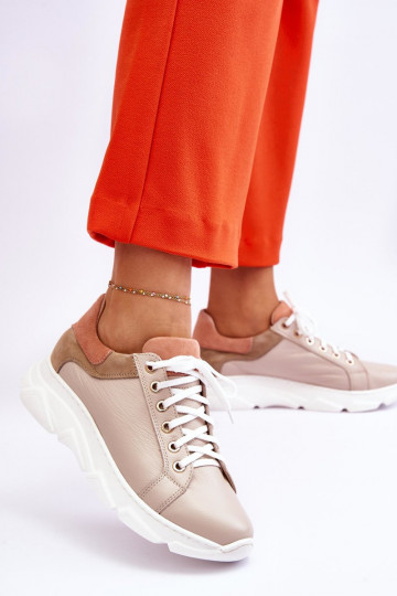 Comfortabel Leer sportschoenen met platform beige Alisane