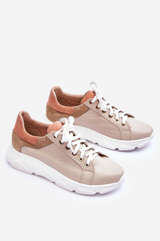 Comfortabel Leer sportschoenen met platform beige Alisane Comfortabel Leer sportschoenen met platform beige Alisane