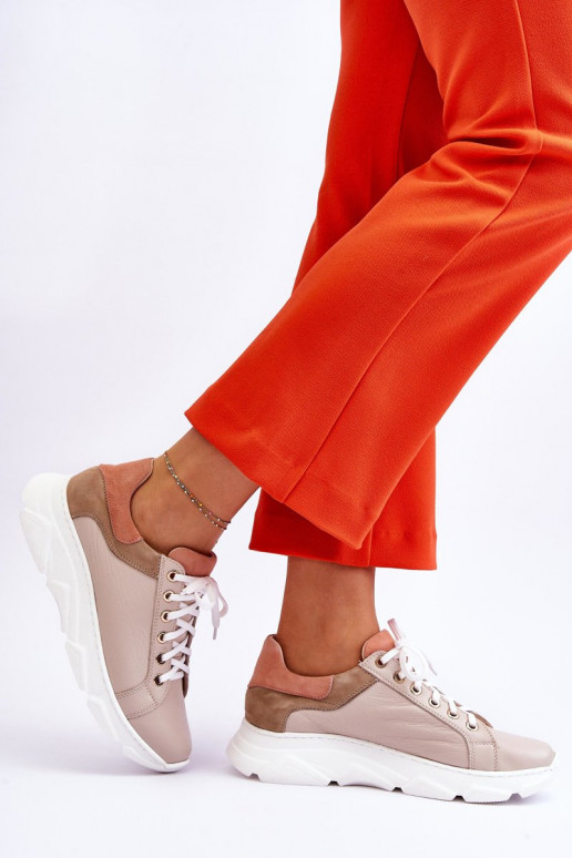 Comfortabel Leer sportschoenen met platform beige Alisane Comfortabel Leer sportschoenen met platform beige Alisane