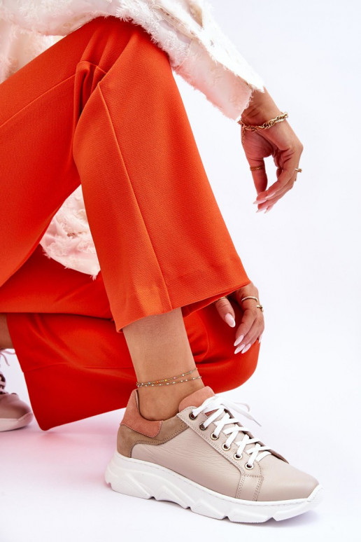 Komfortabel Haut Turnschuhe mit einer Plattform Beige Alisane Komfortabel Haut Turnschuhe mit einer Plattform Beige Alisane