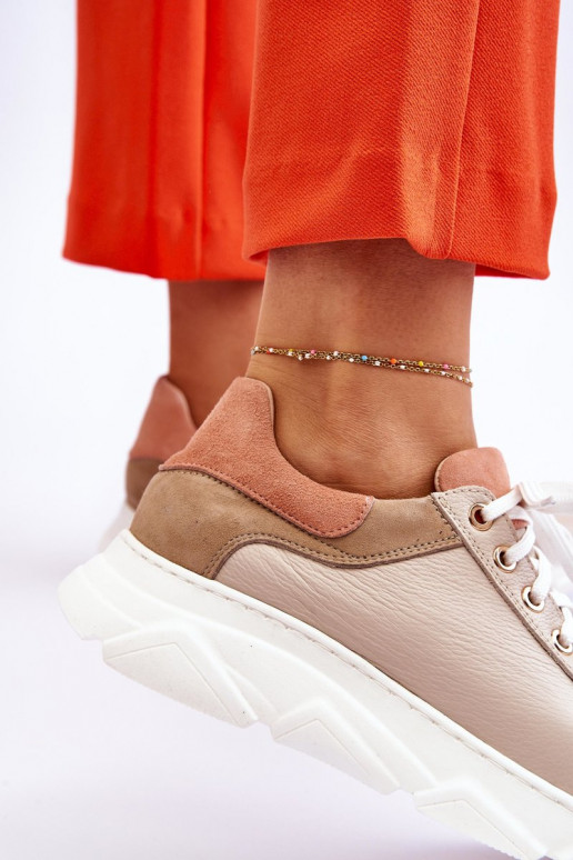 Komfortabel Haut Turnschuhe mit einer Plattform Beige Alisane Komfortabel Haut Turnschuhe mit einer Plattform Beige Alisane