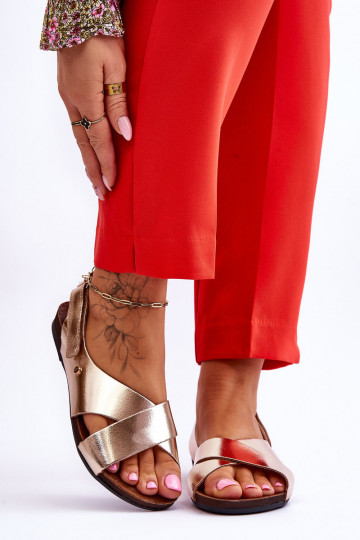 Zazoo 40141 Sandales pour femmes avec attaches adhésives couleur dorée