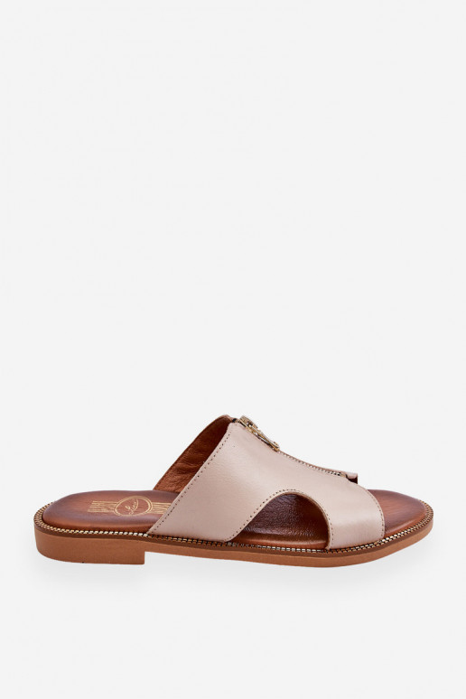 Dames Slippers met decoratieve ritsen beige Lemar Clarence Dames Slippers met decoratieve ritsen beige Lemar Clarence