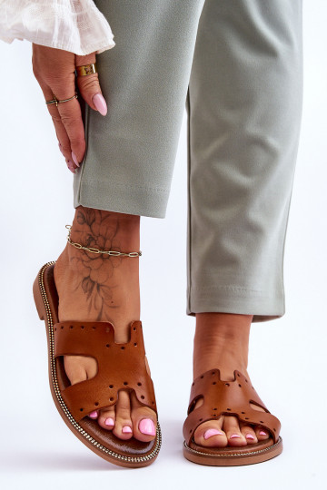 Zazoo 40326 Feminin Hausschuhe Mit dekorativen Ausschnitten braune Farbe 2