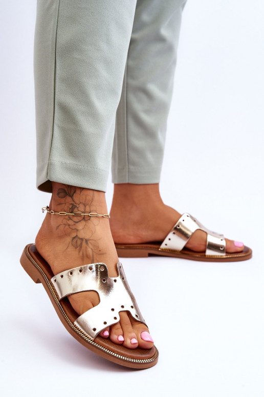 Zazoo 40326 Feminin Hausschuhe Mit dekorativen Ausschnitten goldene Farbe Zazoo 40326 Feminin Hausschuhe Mit dekorativen Ausschnitten goldene Farbe