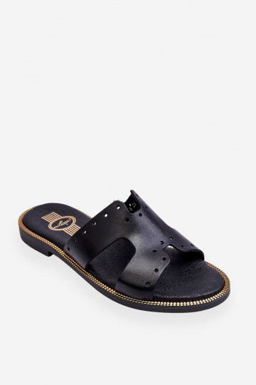 Chaussons pour femmes Zazoo 40326 avec découpes décoratives couleur noire