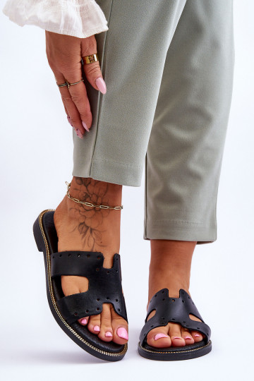 Chaussons pour femmes Zazoo 40326 avec découpes décoratives couleur noire 2