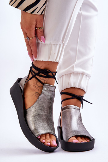 Peau Sandales à plateforme Nicole 2743/063 gris-couleur noire