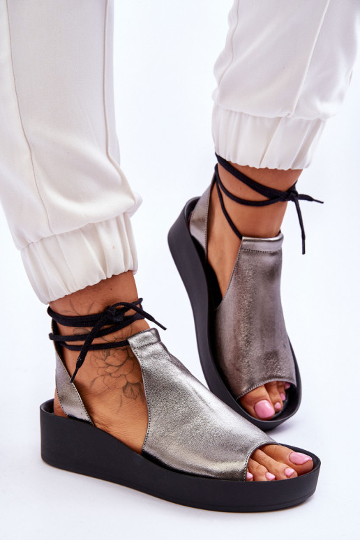 Leer Platform sandalen Nicole 2743/063 grijs-zInart Leer Platform sandalen Nicole 2743/063 grijs-zInart