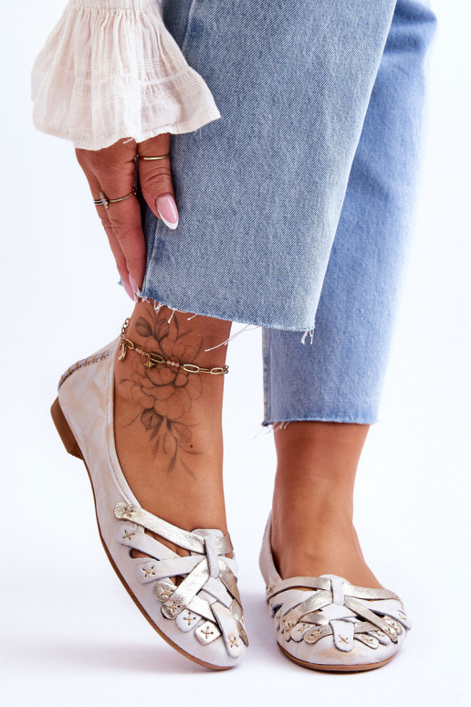 Feminin Ballerinas Es mussciejka 01358-22 Beige-goldene Farbe Feminin Ballerinas Es mussciejka 01358-22 Beige-goldene Farbe