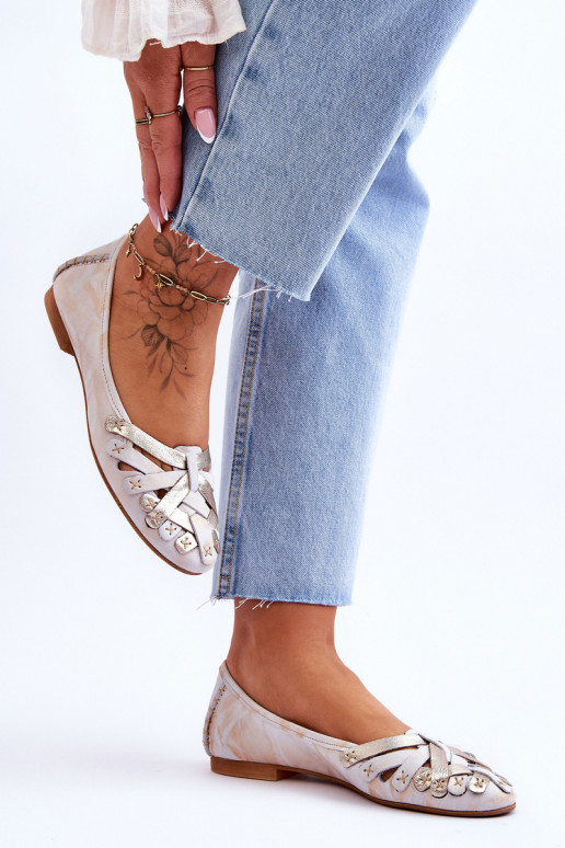 Féminin Ballerines Il fautciejka 01358-22 beige-couleur dorée Féminin Ballerines Il fautciejka 01358-22 beige-couleur dorée