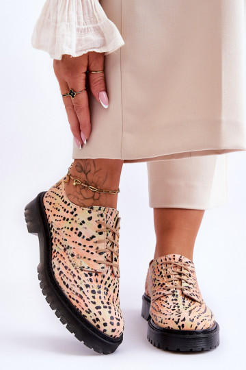 Feminin Haut Schuhe Oxford-Stilvollll Es mussciejka 04087-18 OrangeoZuo-schZuarze Farbe