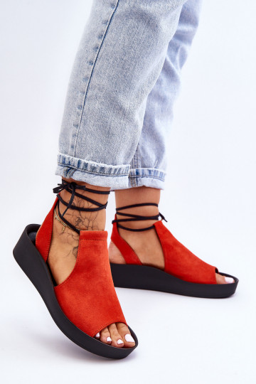 Suède platformsandalen Zazoo 2743 oranje