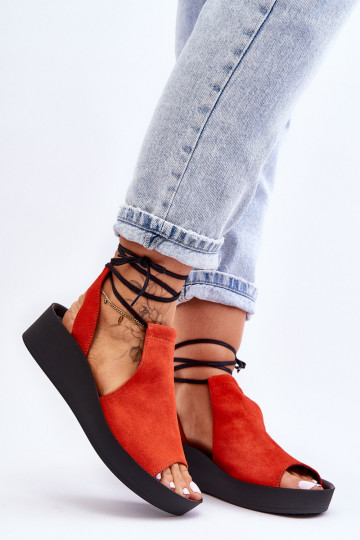 Suède platformsandalen Zazoo 2743 oranje 2