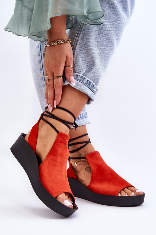 Plateausandalen aus INildleder Zazoo 2743 orange Farbe Plateausandalen aus INildleder Zazoo 2743 orange Farbe