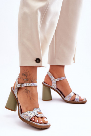 Sandales à talons pour femmes Il fautciejka 06029-24 Blanc-couleur verte