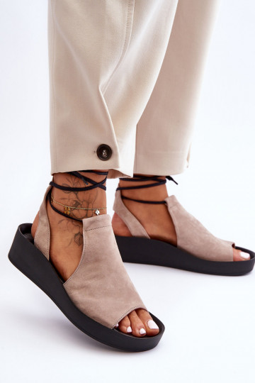 Zazoo 2743 Suède platformsandalen beige