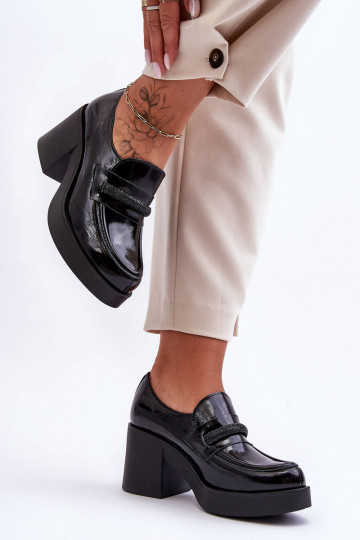 Peau chaussures avec des talons avec des ornements couleur noire Lemar Gelanor 2