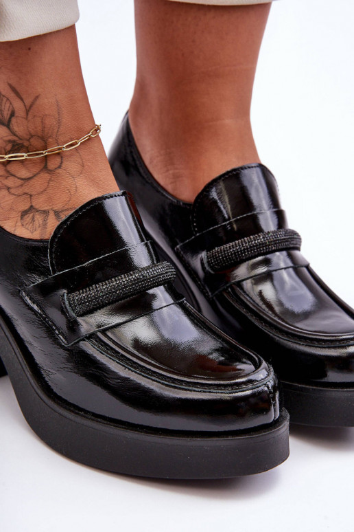 Haut Schuhe mit Absätzen mit Ornamenten schZuarze Farbe Lemar Gelanor