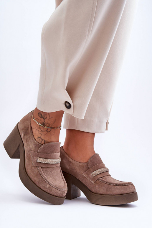 en daim chaussures avec des talons avec des ornements beige Lemar Gelanor en daim chaussures avec des talons avec des ornements beige Lemar Gelanor