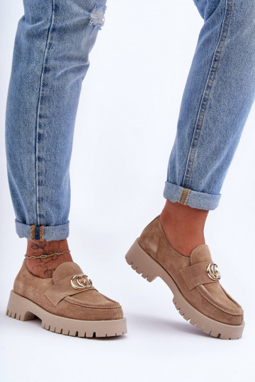 Dames suède schoenen met ornamenten zandkleur Rosefalls 2