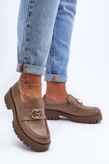 Natuurlijke leren schoenen met ornamenten zandkleur Rosefalls 2