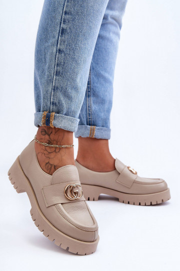 Chaussures en cuir naturel avec ornements couleur sable Rosefalls
