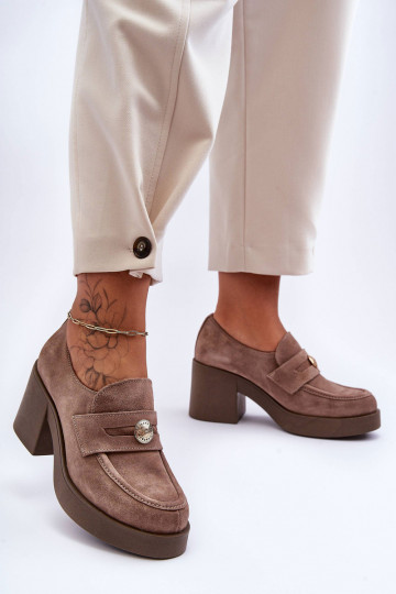 Damen Wildlederpumps mit Absatz in Sandfarbe Lemar Dunadia 2