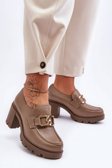 Elegante stijl schoenen met hakjes en ornamenten zandkleur Lemar Harmell