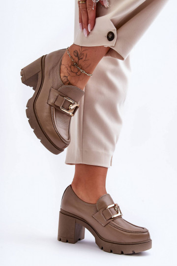 Elegante stijl schoenen met hakjes en ornamenten zandkleur Lemar Harmell 2