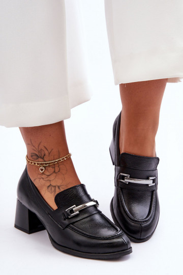 Pratique Peau Chaussures couleur noire Lemar Damira