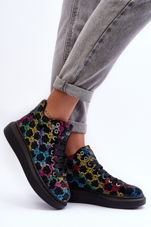 Turnschuhe mit einer Plattform Bergkristall GOE MM2N4009 schZuarze Farbe Turnschuhe mit einer Plattform Bergkristall GOE MM2N4009 schZuarze Farbe