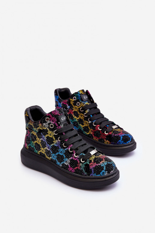 Turnschuhe mit einer Plattform Bergkristall GOE MM2N4009 schZuarze Farbe Turnschuhe mit einer Plattform Bergkristall GOE MM2N4009 schZuarze Farbe