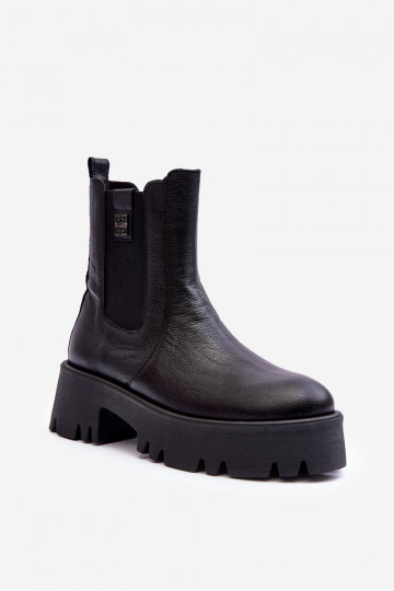 Peau bottes élégantes avec une plateforme couleur noire Lemar Lisencca 2