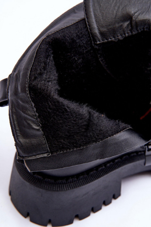 Peau bottes élégantes avec une plateforme couleur noire Lemar Lisencca Peau bottes élégantes avec une plateforme couleur noire Lemar Lisencca