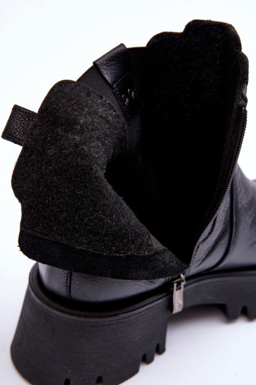 Peau bottes élégantes avec une plateforme couleur noire Lemar Lisencca Peau bottes élégantes avec une plateforme couleur noire Lemar Lisencca