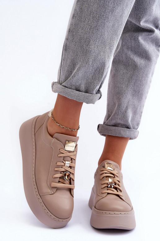 Haut Turnschuhe mit einer Plattform Es mussciejka 06191-04 Beige