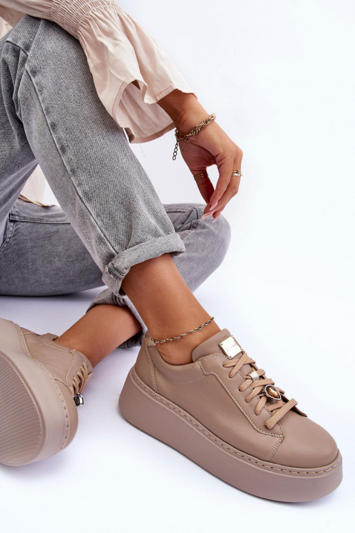 Peau baskets avec une plateforme Il fautciejka 06191-04 beige Peau baskets avec une plateforme Il fautciejka 06191-04 beige