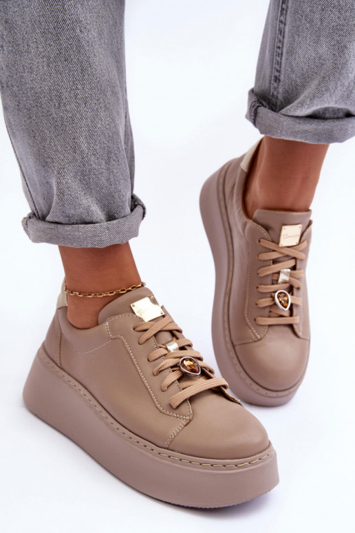 Peau baskets avec une plateforme Il fautciejka 06191-04 beige Peau baskets avec une plateforme Il fautciejka 06191-04 beige