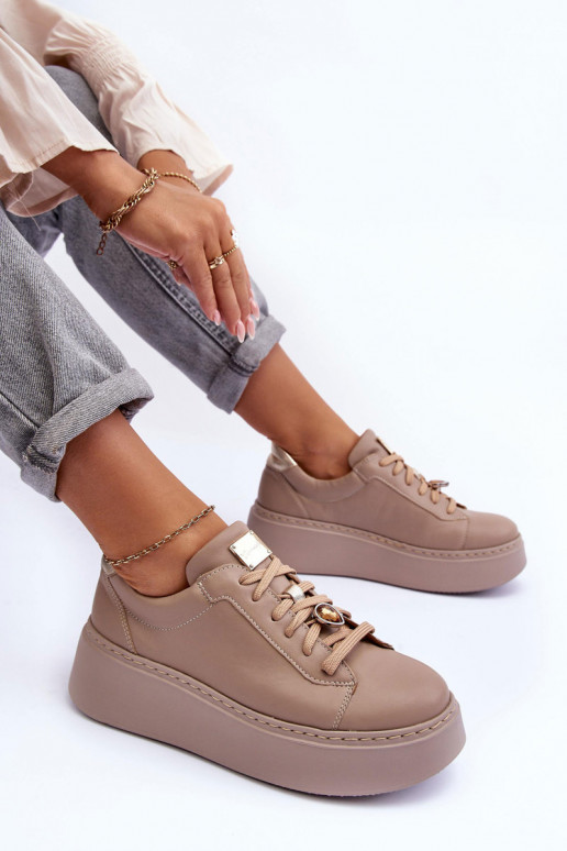 Haut Turnschuhe mit einer Plattform Es mussciejka 06191-04 Beige