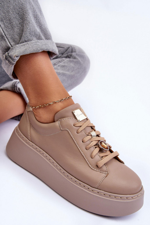 Haut Turnschuhe mit einer Plattform Es mussciejka 06191-04 Beige