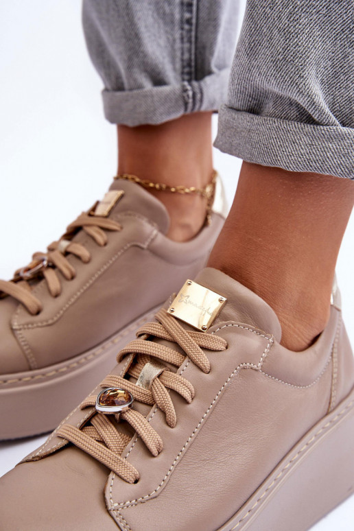 Haut Turnschuhe mit einer Plattform Es mussciejka 06191-04 Beige