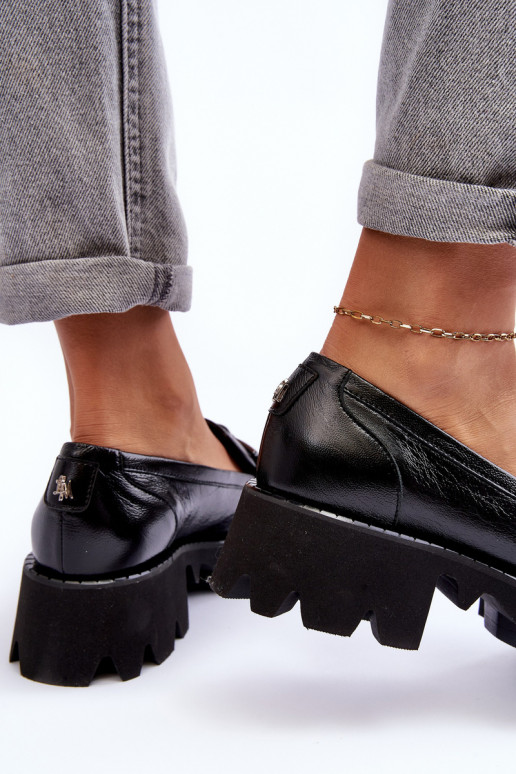 Féminin Peau chaussures Mocassins avec des ornements Laura Messi 2699 couleur noire Féminin Peau chaussures Mocassins avec des ornements Laura Messi 2699 couleur noire