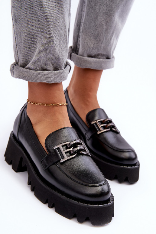 Feminin Haut Schuhe Mokassins mit Ornamenten Laura Messi 2699 schZuarze Farbe Feminin Haut Schuhe Mokassins mit Ornamenten Laura Messi 2699 schZuarze Farbe