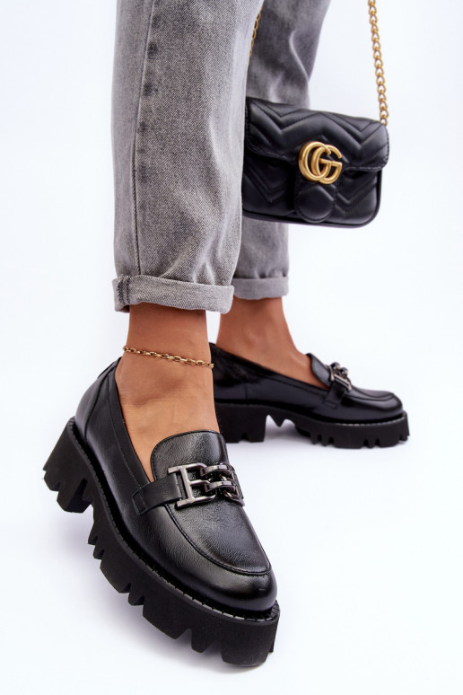 Féminin Peau chaussures Mocassins avec des ornements Laura Messi 2699 couleur noire Féminin Peau chaussures Mocassins avec des ornements Laura Messi 2699 couleur noire