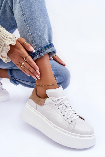 Féminin baskets Peau avec une plateforme couleur blanche Lemar 10150